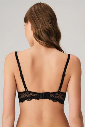 Siyah Dantelli Balenli Desteksiz Dolgusuz Toparlayıcı Küçültücü Kadın Sütyen