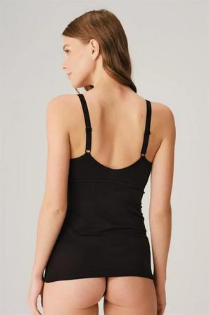 Siyah Modal Pamuklu Önden Açılan Emzirme Atleti