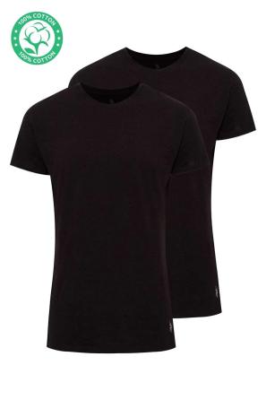 Siyah Pamuklu Düz Erkek Bisiklet Yaka Kısa Kollu 2'li Fanila U.S. Polo Assn. 