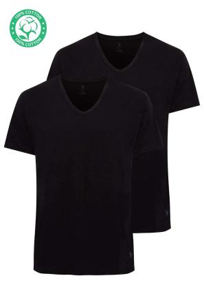 Siyah Pamuklu V Yaka Erkek 2'li Tişört U.S. Polo Assn.