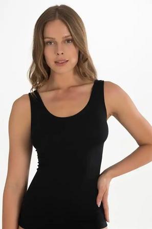 Siyah Ribana Kadın Geniş Askılı Atlet