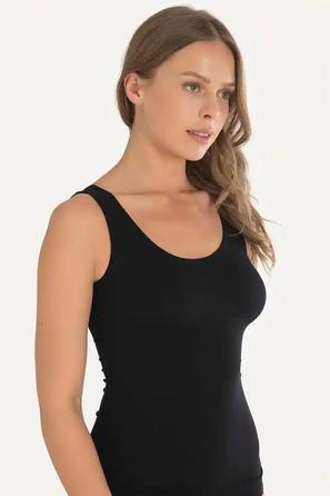 Siyah Ribana Kadın Geniş Askılı Atlet