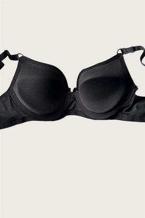 Siyah Ten Ayarlanabilir Askılı Push Up Dolgulu Balenli Kadın Sütyen 2 li Set 