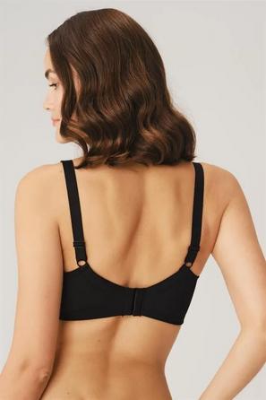 Siyah Tül Detaylı Balenli Desteksiz Küçültücü Toparlayıcı Kadın Sütyen