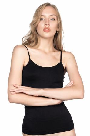 Soft İp Askılı Siyah Uzun Atlet