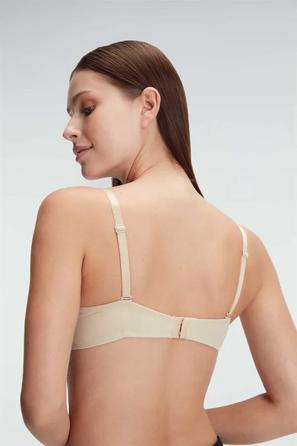 Ten Rengi Balenli Destekli Dolgulu Askıları Çıkabilen Kadın T-Shirt Sütyeni 