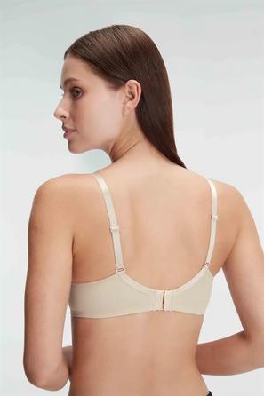 Ten Rengi Balenli Desteksiz Dolgusuz Askıları Çıkabilen Kadın T-Shirt Sütyeni