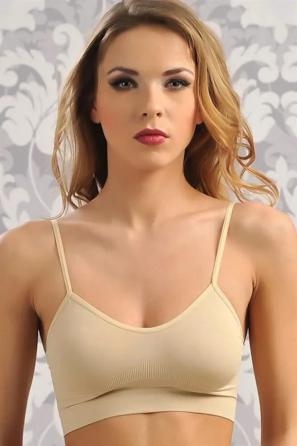 Ten Rengi Dikişsiz Balensiz Dolgusuz İnce Askılı Kadın Spor Sütyen