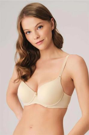 Ten Rengi Mikro Balenli Askıları Çıkabilen Destekli Dolgulu Kadın Sütyeni