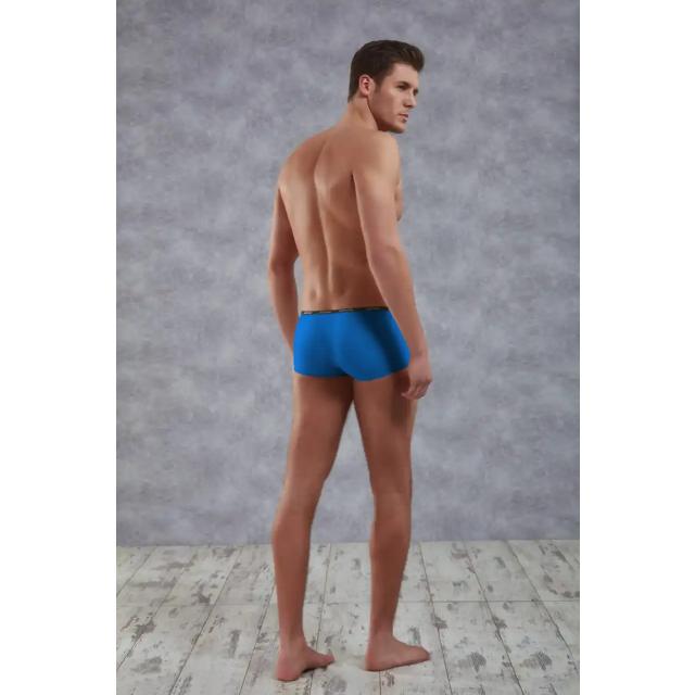  Erkek Saks Mavisi Polyamid Mini Paça Boxer