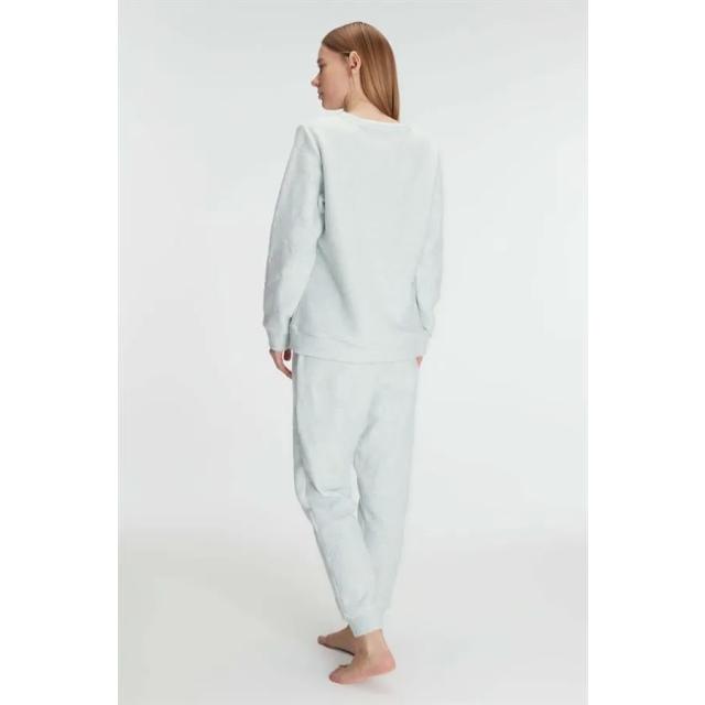Açık Mint Polar Uzun Kollu Baskılı Kadın Pijama Takımı
