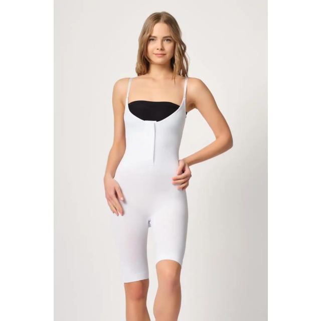 Beyaz Dekolte Uyumlu Ön Agraflı Paçalı Body Korse Beyaz Dekolte Uyumlu Ön Agraflı Paçalı Body Korse