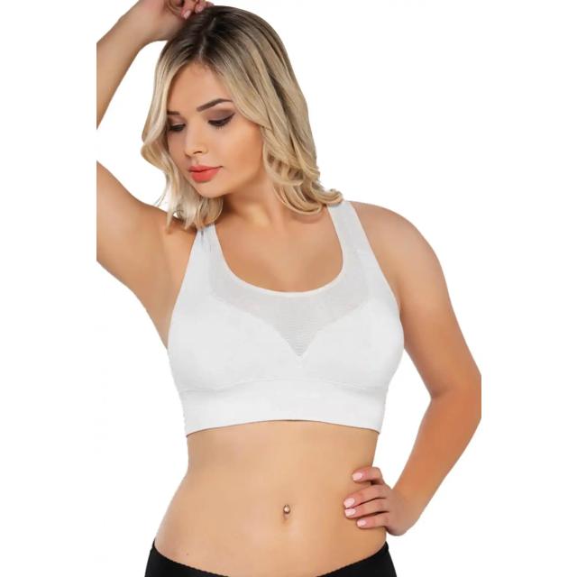 Beyaz Dikişsiz Tül Pedli Toparlayıcı Büstiyer Beyaz Dikişsiz Tül Pedli Toparlayıcı Büstiyer