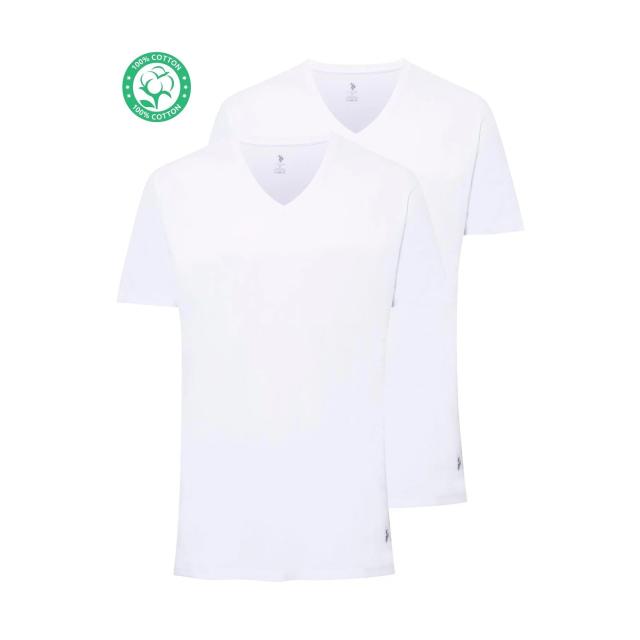 Beyaz Pamuk Erkek Kısa Kol V Yaka Tişört 2’li Paket U.S. Polo Assn. Beyaz Pamuk Erkek Kısa Kol V Yaka Tişört 2’li Paket U.S. Polo Assn.