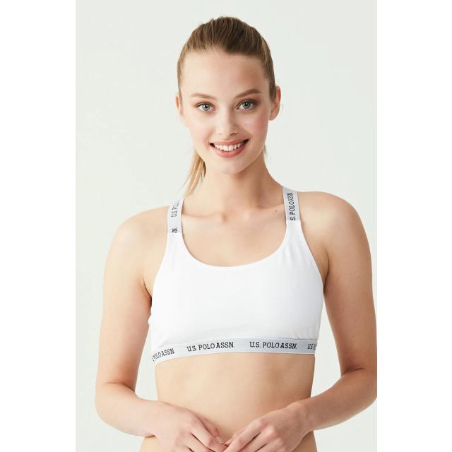 Beyaz Pamuk Karışımlı Logo Yazılı Lastik Detaylı Kadın Çapraz Askılı Büstiyer U.S. Polo Assn. Beyaz Pamuk Karışımlı Logo Yazılı Lastik Detaylı Kadın Çapraz Askılı Büstiyer U.S. Polo Assn.