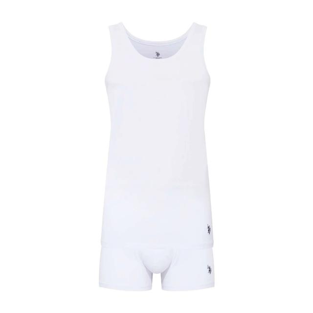 Beyaz Pamuklu Bisiklet Yaka Erkek Atlet Boxer Şort Set U.S. Polo Assn. Beyaz Pamuklu Bisiklet Yaka Erkek Atlet Boxer Şort Set U.S. Polo Assn.