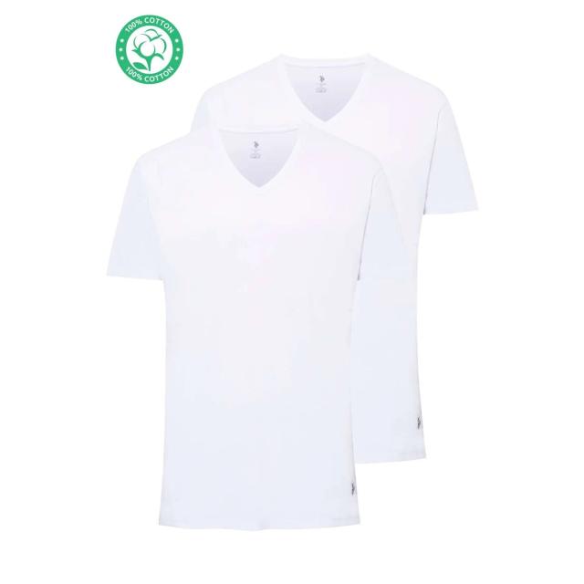 Beyaz Pamuklu V Yaka Erkek 2'li Tişört U.S. Polo Assn. Beyaz Pamuklu V Yaka Erkek 2'li Tişört U.S. Polo Assn.
