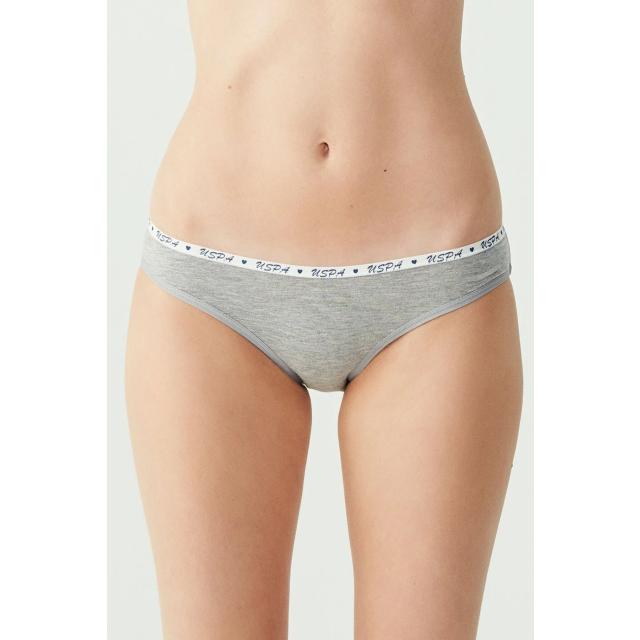 Beyaz Somon Gri Pamuklu Kadın Slip 3’lü Set U.S. Polo Assn. 