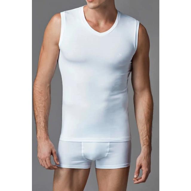 Compact Beyaz V Yaka Kolsuz T-Shirt 2Li