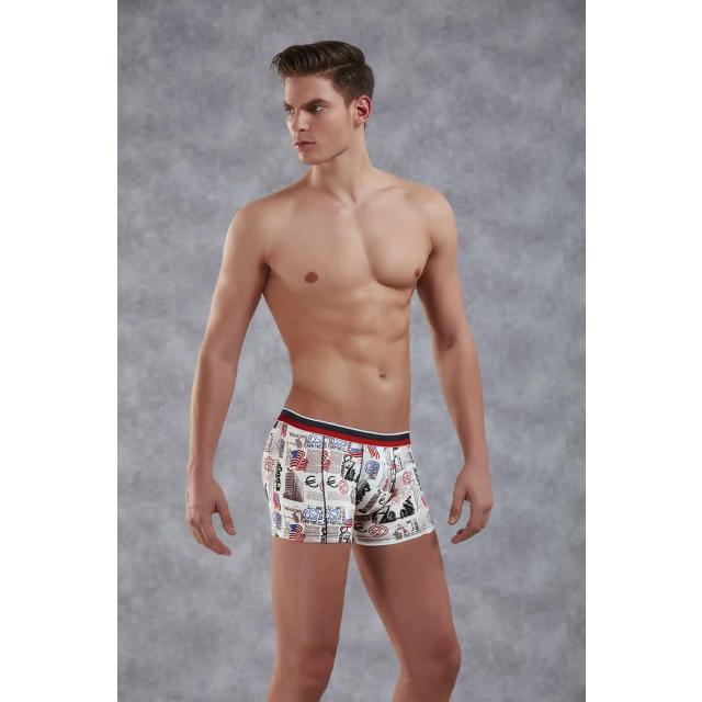 Erkek Ekru Çok Renkli Baskılı Kırmızı-Siyah Lastikli Mikrofiber Boxer Erkek Ekru Çok Renkli Baskılı Kırmızı-Siyah Lastikli Mikrofiber Boxer