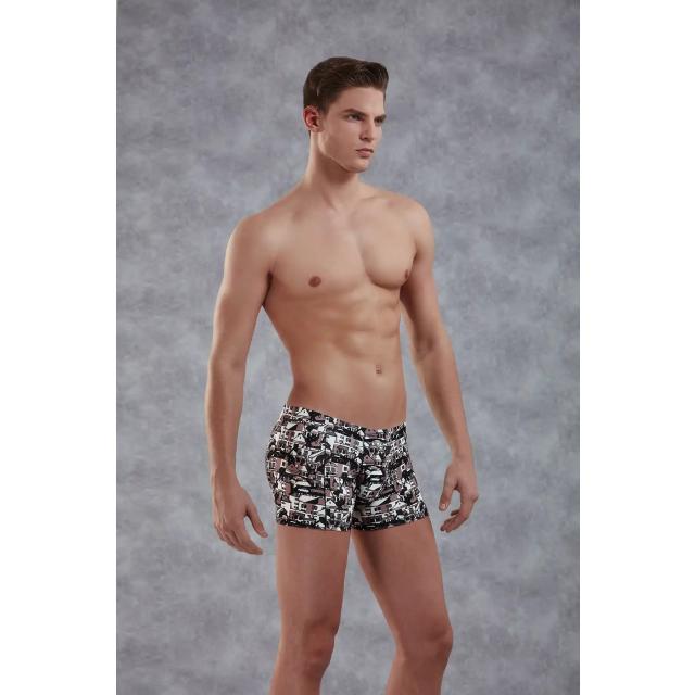 Erkek Ekru Siyah Kahverengi Şehir Desenli Mikrofiber Boxer Erkek Ekru Siyah Kahverengi Şehir Desenli Mikrofiber Boxer
