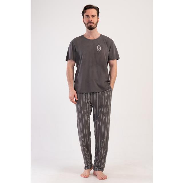 Erkek Füme Suprem O Yaka Kısa Kol Pijama Takımı Erkek Füme Suprem O Yaka Kısa Kol Pijama Takımı