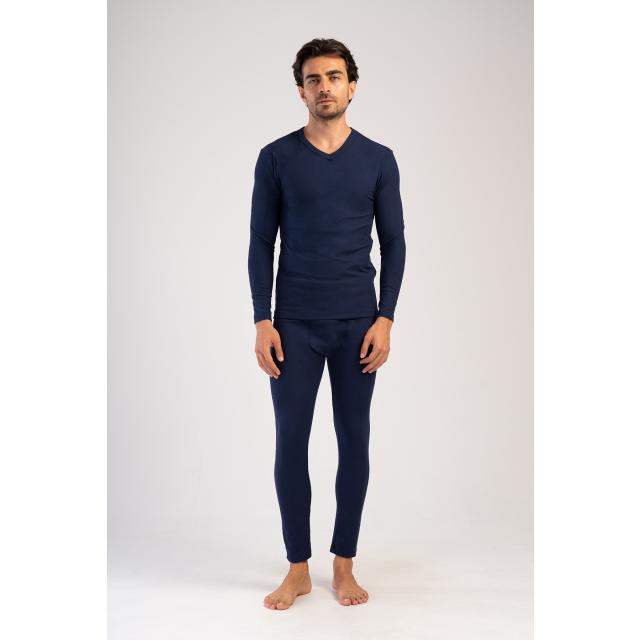 Erkek Lacivert Comfort V Yaka Uzun Kol İçlik Takım
