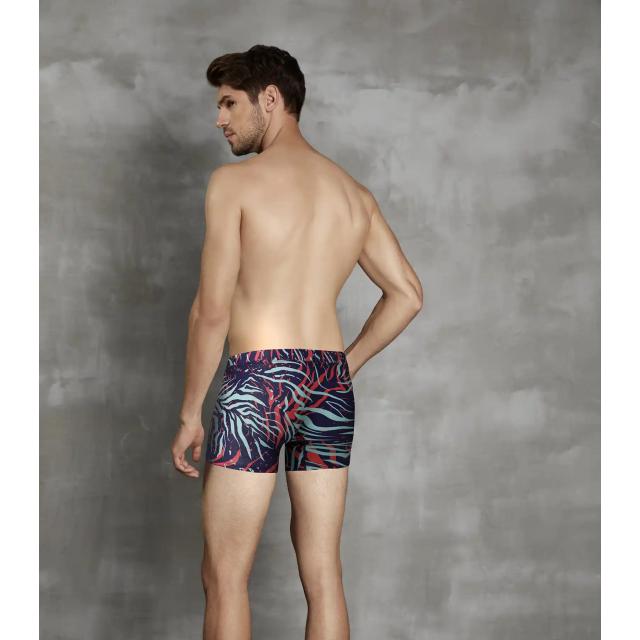 Erkek Lacivert Kırmızı Turkuaz Zebra Desenli Mikrofiber Lastikli Bel Boxer