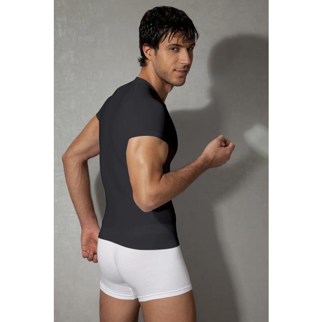 Erkek Modal Pamuk Siyah Slim Fit Kısa Kollu Sıfır Yaka Tişört