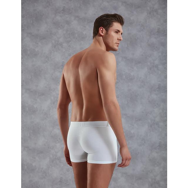 Erkek Modal Pamuklu Beyaz Lastik Bel Likralı Kısa Boxer 