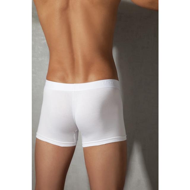 Erkek Modal Pamuklu Beyaz Orta Bel Kısa Boxer