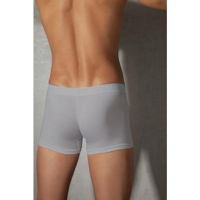Erkek Modal Pamuklu Gri Orta Bel Kısa Boxer 