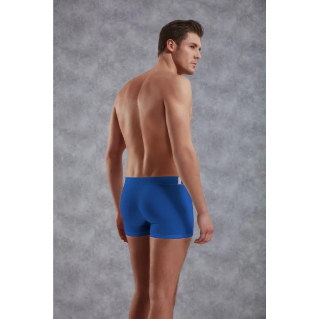 Erkek Modal Pamuklu Saks Mavisi Lastik Bel Likralı Kısa Boxer        