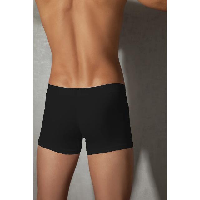 Erkek Modal Pamuklu Siyah Orta Bel Kısa Boxer  