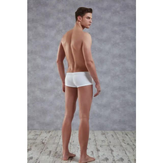 Erkek Pamuklu Beyaz Torbalı Mini Paça Boxer 