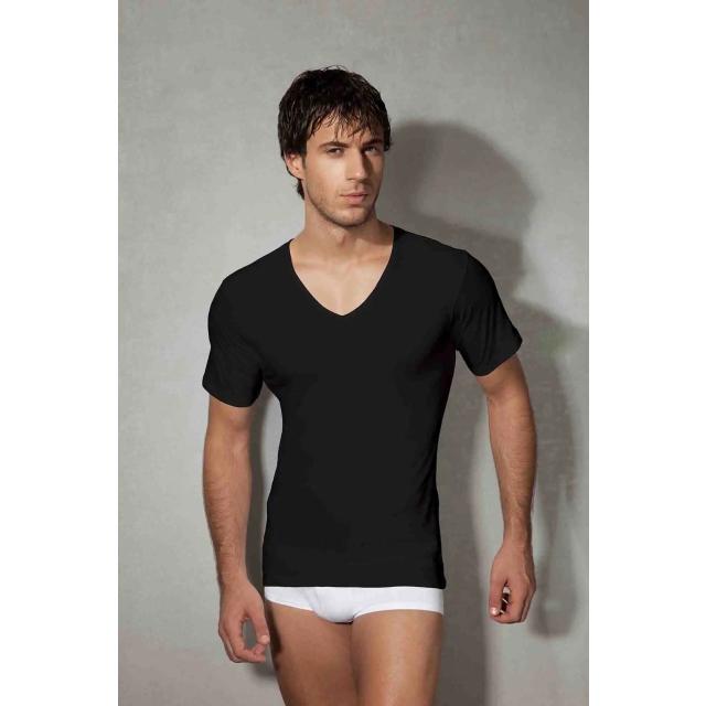 Erkek Siyah Pamuklu V Yaka Kısa Kollu T-Shirt Erkek Siyah Pamuklu V Yaka Kısa Kollu T-Shirt