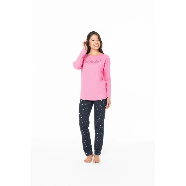 Fuşya Pamuk Kalp Desenli Kadın Uzun Kollu Pijama Takımı U.S. Polo Assn. Fuşya Pamuk Kalp Desenli Kadın Uzun Kollu Pijama Takımı U.S. Polo Assn.
