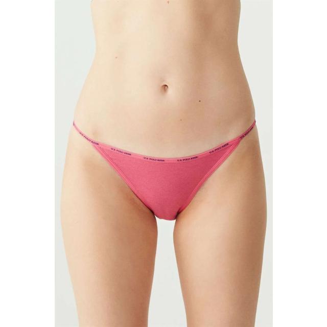 Fuşya Lacivert Beyaz Ten Siyah Pamuklu Logolu Lastik Bel Kadın 5'li Slip Külot U.S. Polo Assn. 