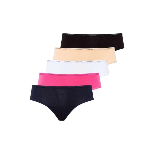 Fuşya Lacivert Siyah Beyaz Ten Logolu Lastik Bel Kadın 5'li Yüksek Bel Slip Külot U.S. Polo Assn. Fuşya Lacivert Siyah Beyaz Ten Logolu Lastik Bel Kadın 5'li Yüksek Bel Slip Külot U.S. Polo Assn.