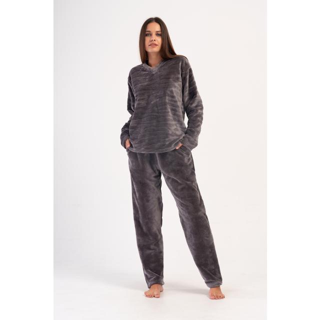 Kadın Antrasit Ultra Soft V Yaka Uzun Kol Cepli Pijama Takım Kadın Antrasit Ultra Soft V Yaka Uzun Kol Cepli Pijama Takım