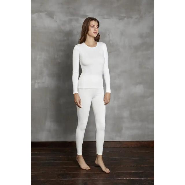 Kadın Beyaz Bisiklet Yaka Uzun Kollu Termal Bodysuit Kadın Beyaz Bisiklet Yaka Uzun Kollu Termal Bodysuit