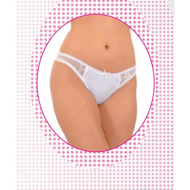 Kadın Beyaz Likralı Yanı Dantelli Düşük Bel Modal Slip Külot