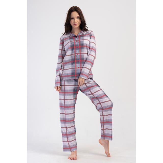 Kadın Büyük Beden Süprem Gömlek Yaka Düğmeli Uzun Kol Cepli Ekose Pijama Takım Kadın Büyük Beden Süprem Gömlek Yaka Düğmeli Uzun Kol Cepli Ekose Pijama Takım