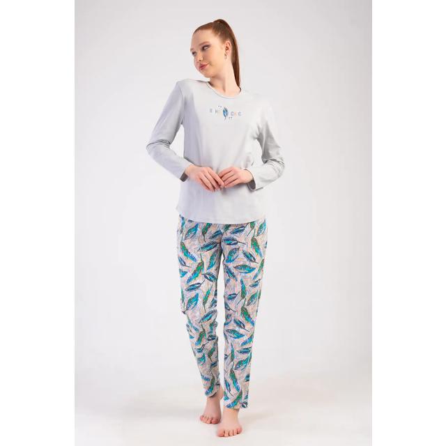 Kadın Büyük Beden Süprem Gri Desenli Uzun Kollu Pijama Takımı Kadın Büyük Beden Süprem Gri Desenli Uzun Kollu Pijama Takımı
