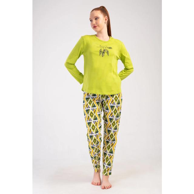 Kadın Büyük Beden Süprem Sarı Etnik Desenli Uzun Kollu Pijama Takımı Kadın Büyük Beden Süprem Sarı Etnik Desenli Uzun Kollu Pijama Takımı