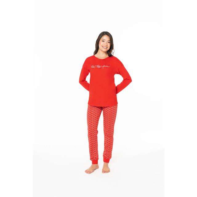Kırmızı Pamuk Baskılı Kadın Pijama Takımı U.S. Polo Assn. Kırmızı Pamuk Baskılı Kadın Pijama Takımı U.S. Polo Assn.