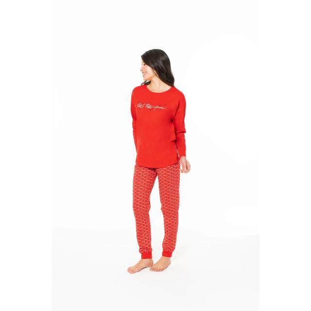 Kırmızı Pamuk Baskılı Kadın Pijama Takımı U.S. Polo Assn.