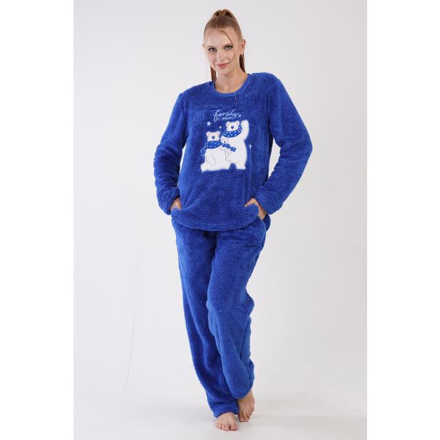 Kadın Lacivert O Yaka Uzun Kol Cepli Pijama Takım Kadın Lacivert O Yaka Uzun Kol Cepli Pijama Takım