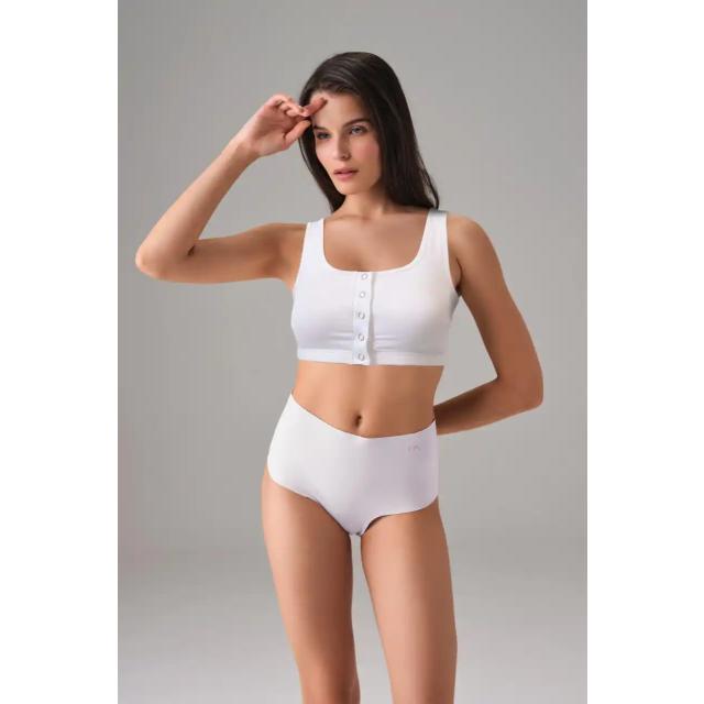 Kadın Modal Beyaz Çıtçıtlı Kaplı Spor Sütyen Kadın Modal Beyaz Çıtçıtlı Kaplı Spor Sütyen