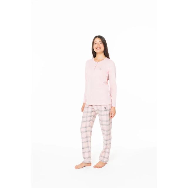 Pembe Pamuk Ekose Desenli Kadın Pijama Takımı U.S. Polo Assn. Pembe Pamuk Ekose Desenli Kadın Pijama Takımı U.S. Polo Assn.